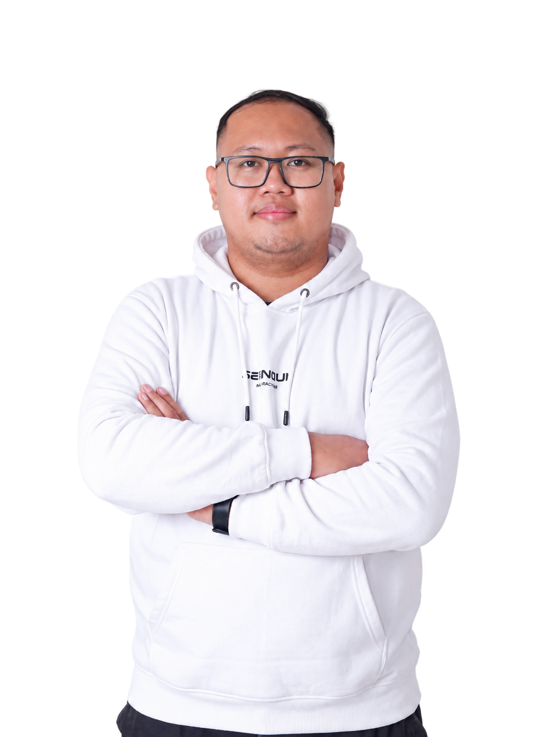 Portrait in a white hoodie